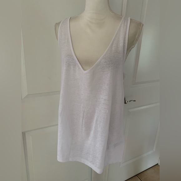 Vince Linen Double V-Neck Tank - Picture 7 of 15